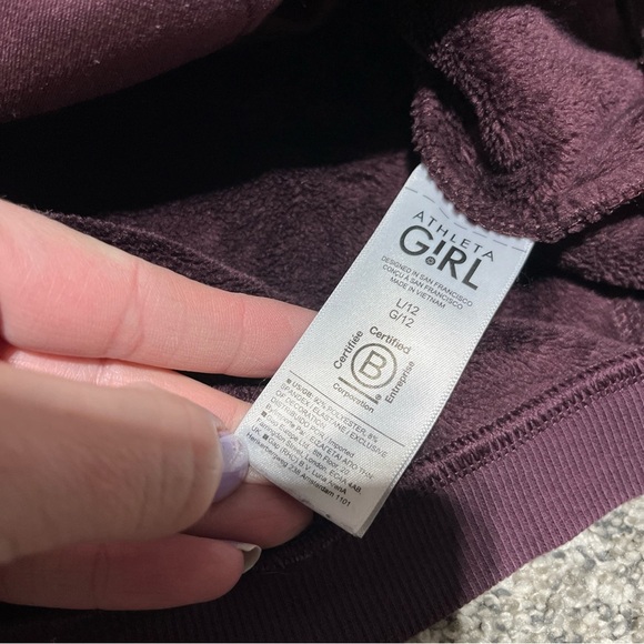 Athleta Girl Feelin' Great 2.0 Girls Sweatshirt L 12 Purple Soft Note - Picture 7 of 11